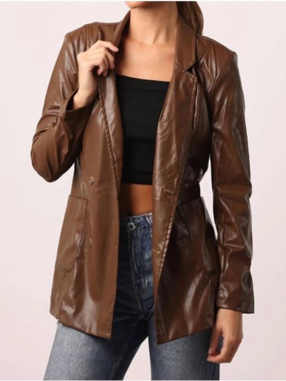Another Love Rachel Green Friends 90’s Inspo Downtown ItGirl Faux Leather Jacket